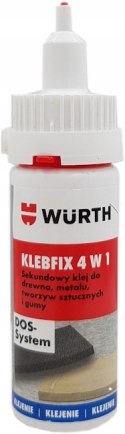 WURTH KLEJ BŁYSKAWICZNY DO GUMY TWORZYW SZTUCZNYCH KLEBFIX 4w1 50g.