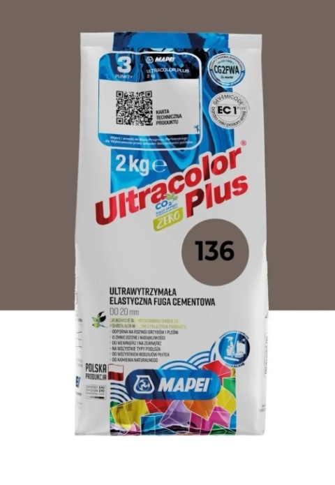 MAPEI FUGA CEMENTOWA ULTRACOLOR PLUS 136 BRUNATNY 2 KG