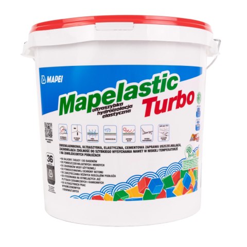 MAPEI MAPELASTIC TURBO SZYBKA DWUSKŁADNIKOWA HYDROIZOLACJA CEMENTOWA 18 kg.