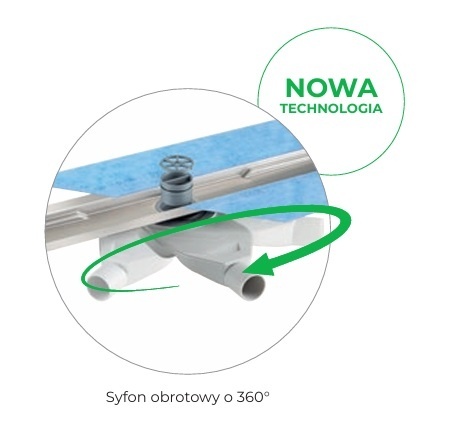 MAPEI PP DRAIN AQUA 70cm - KORPUS Z SYFONEM OBRACANYM O 360°