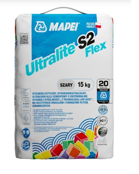 MAPEI ULTRALITE S2 FLEX KLEJ ODKSZTAŁCALNY SZARY 15 KG