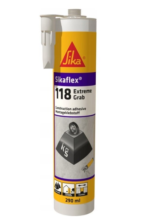 SIKA KLEJ MONTAŻOWY SIKAFLEX 118 EXTREME GRAB biały 290 ml