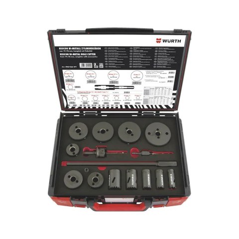 WURTH ZESTAW PIŁ CYLINDRYCZNYCH ZEBRA 19-76 mm 16 elem.